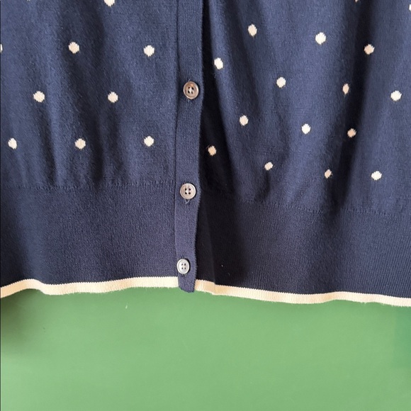 Lands' End Navy & Whit Polka Dot Womens XL 100% Supima Cotton Cardigan NWT - Picture 8 of 9